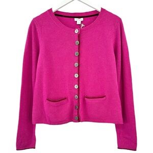 NWT Sundance Fuchsia Pink Extrafine Merino Wool Light Knit Cardigan Sweater sz S